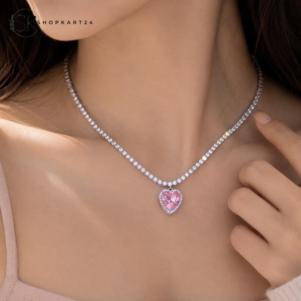 Pink Crystal Heart Pendant