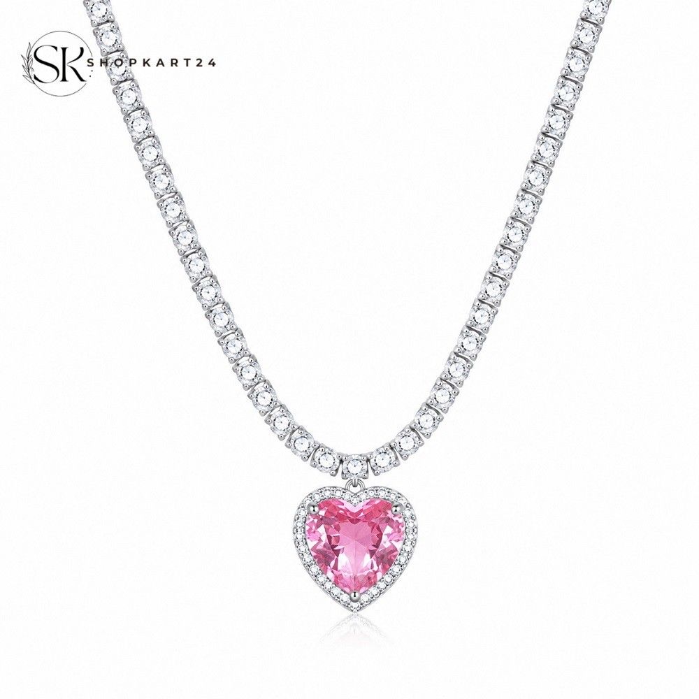Pink Crystal Heart Pendant