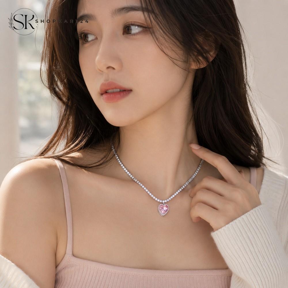 Pink Crystal Heart Pendant