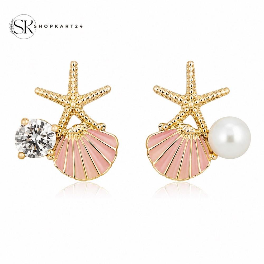 Pink Seashell Korean Earrings