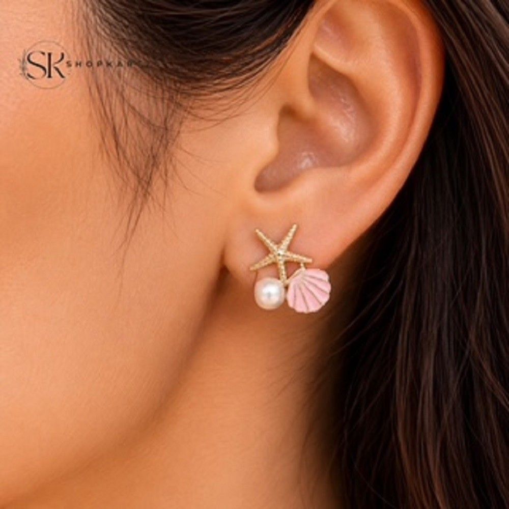 Pink Seashell Korean Earrings