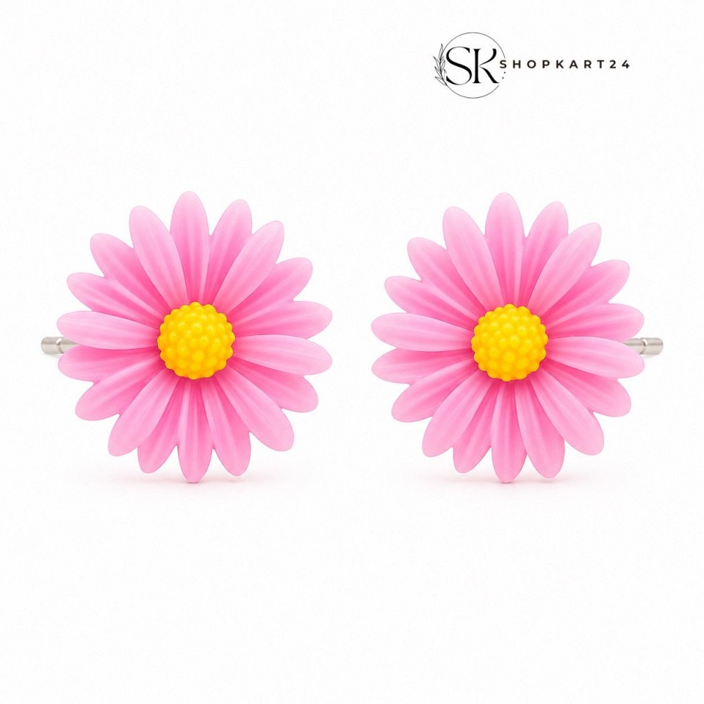 Pink Sunshine Flower Studs