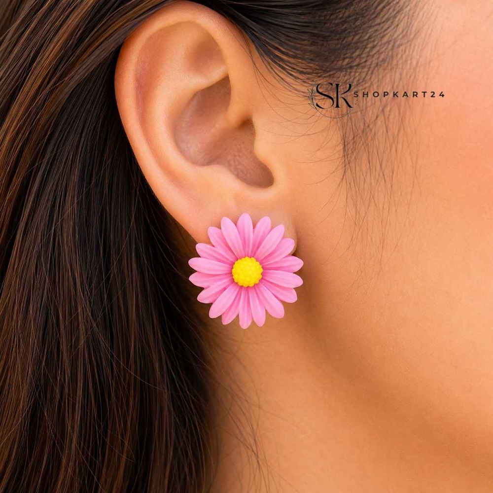 Pink Sunshine Flower Studs