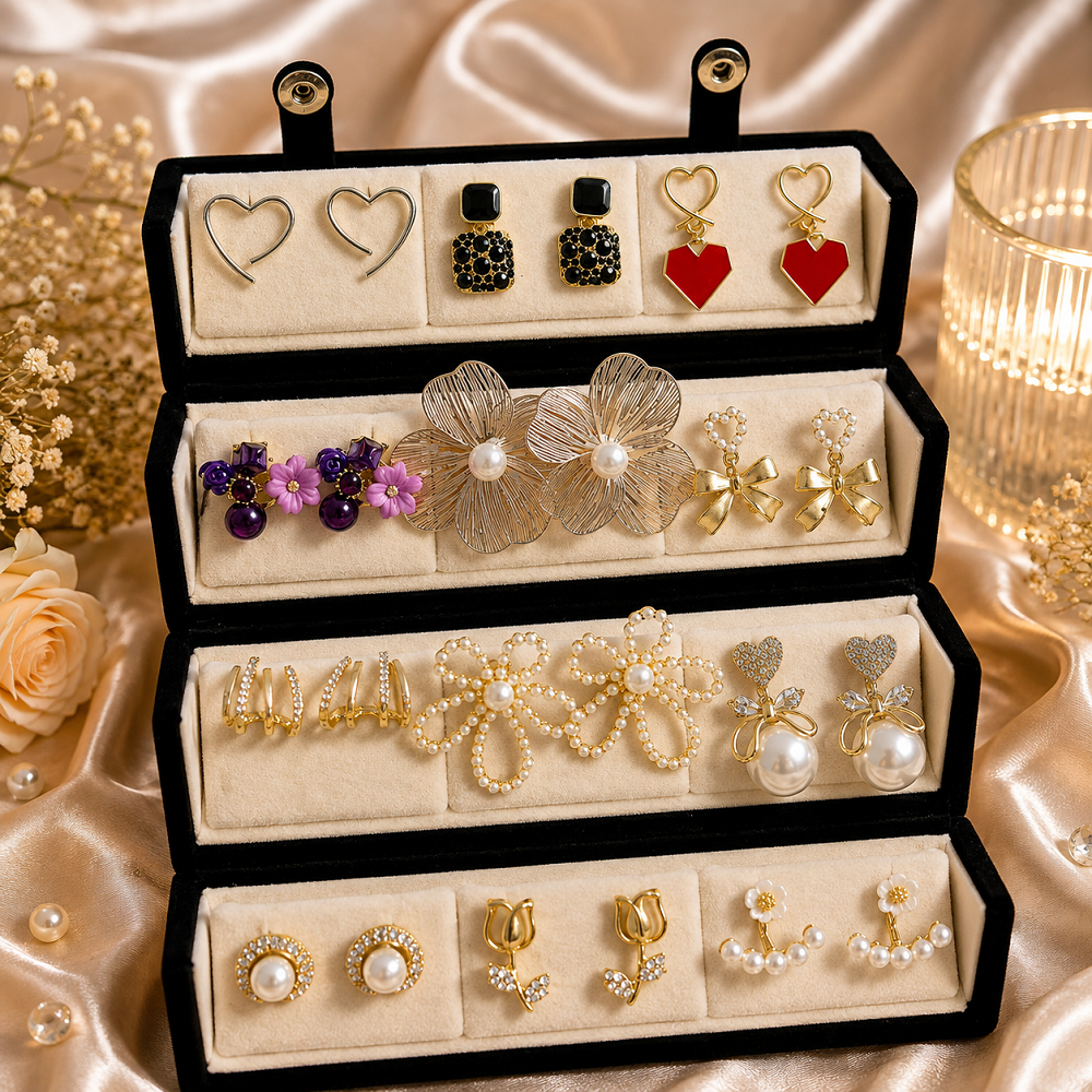 Rakhi Mini Combo 3 Set of 12 Earring Set With Folding Box