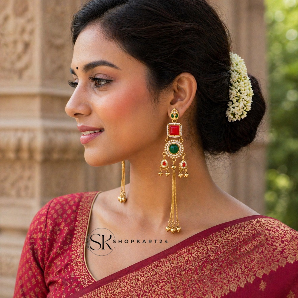 Red Long Kashmiri Earring