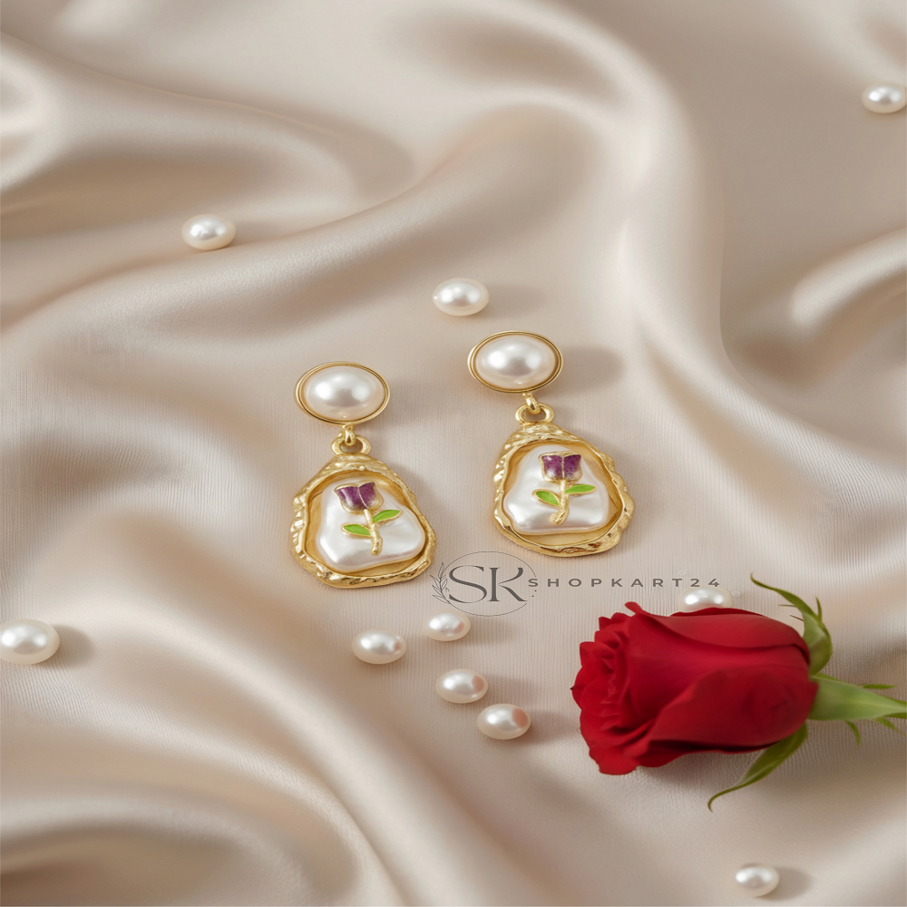 Rose Pearl Korean Earrings