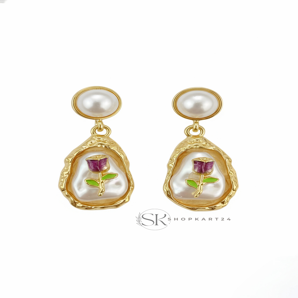 Rose Pearl Korean Earrings