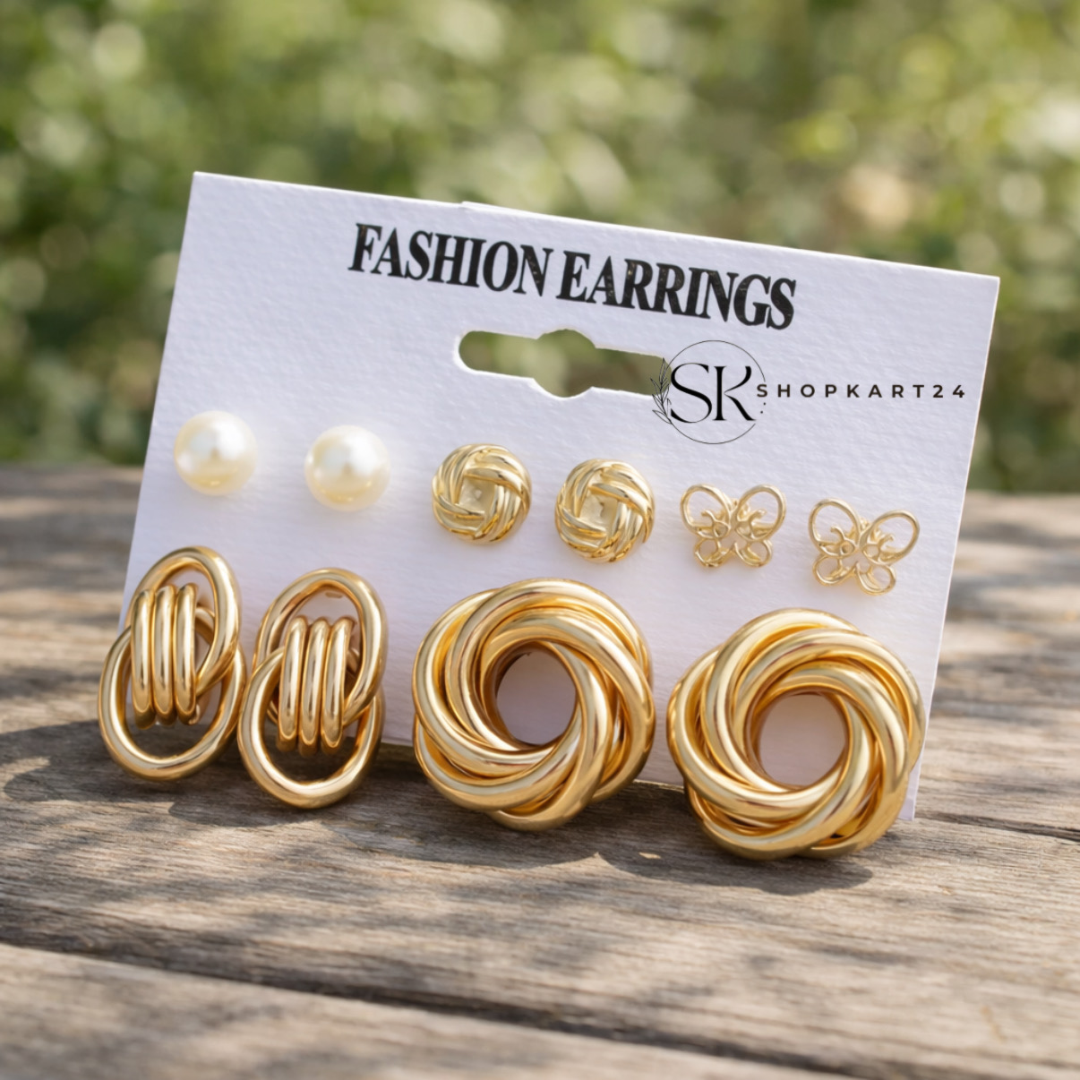 Round Earring Stud Combo Card ( Set of 5 Earrings)