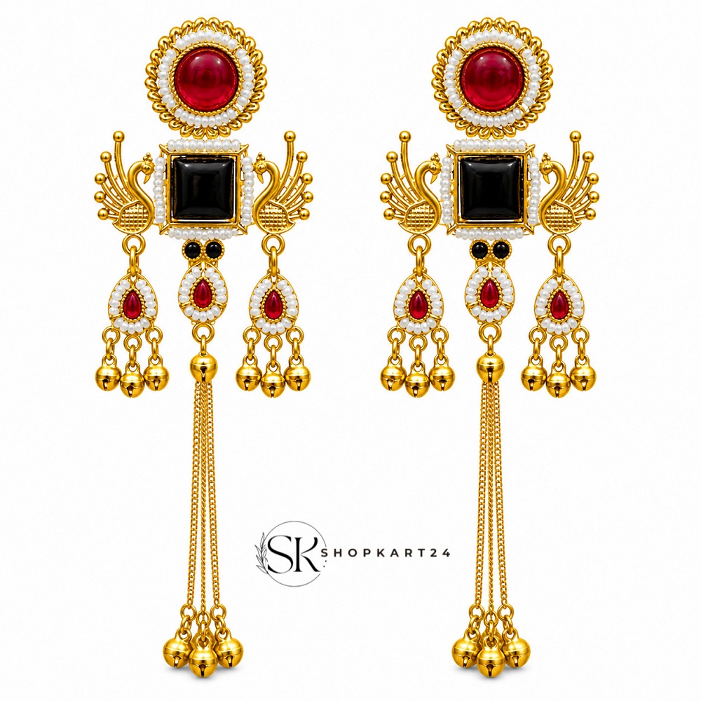 Royal Peacock Black Kashmiri Earring