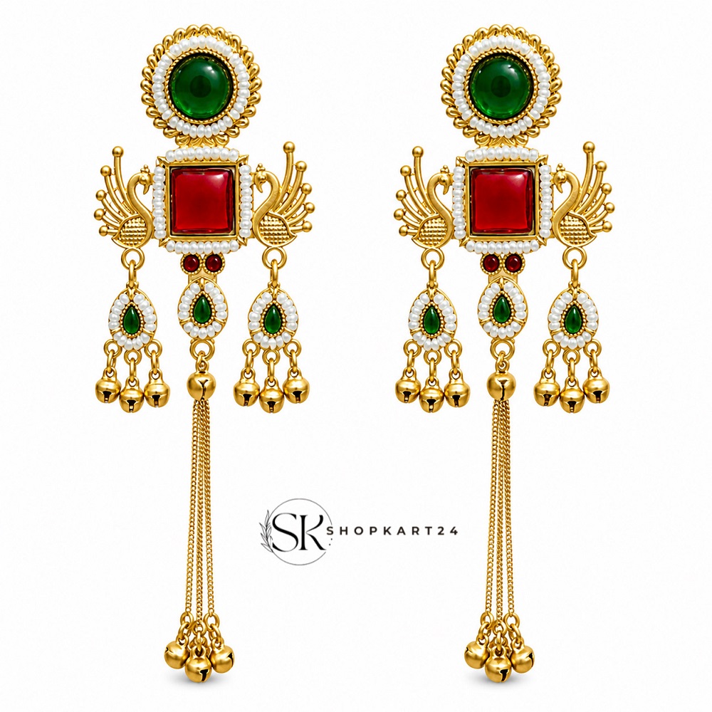 Royal Peacock Green Kashmiri Earring
