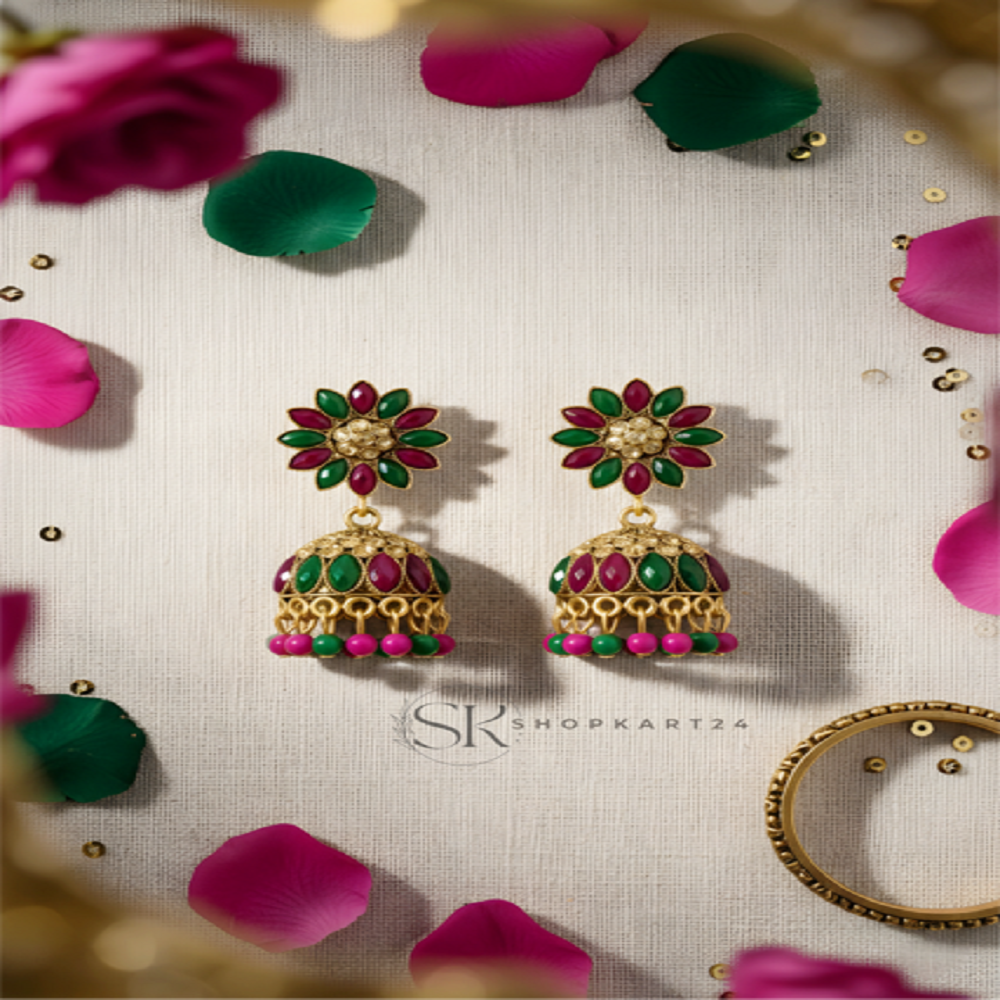 Royal Rangoli Jhumka Earrings