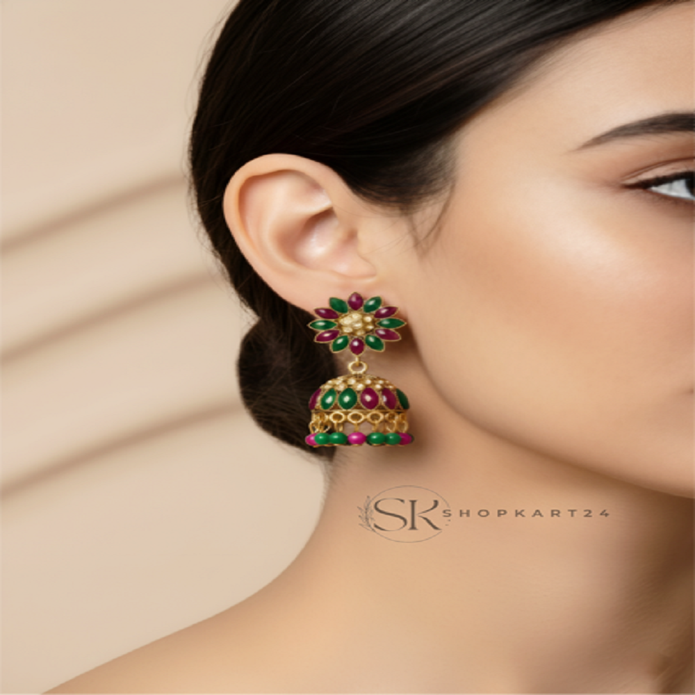 Royal Rangoli Jhumka Earrings