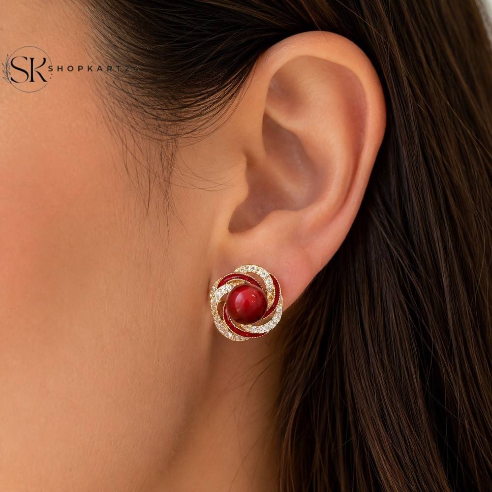 Royal Red Blossom Earrings