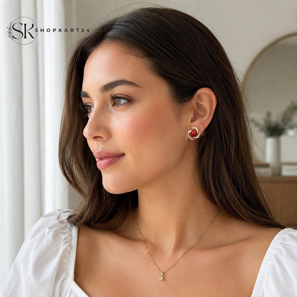 Royal Red Blossom Earrings