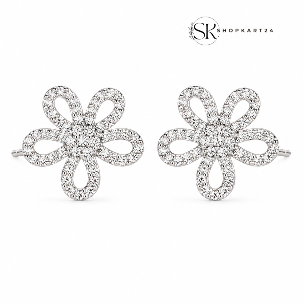 Silver Daisy Sparkle Earrings