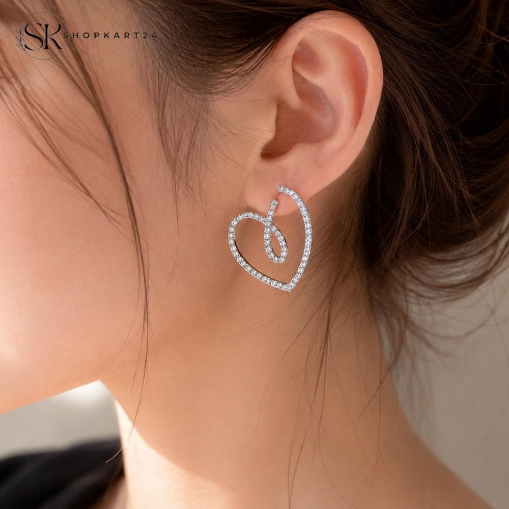Silver Spark Heart Earrings