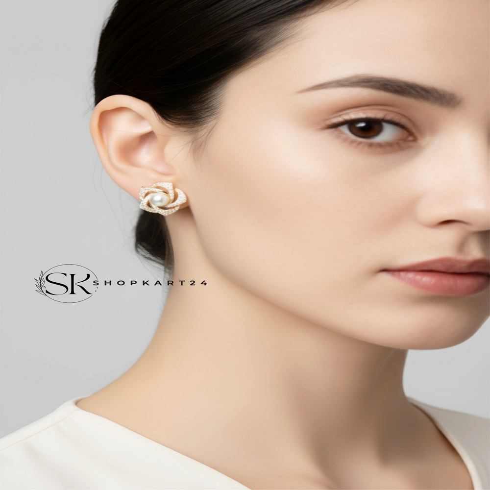 Star Shape Pearl Korean Earring