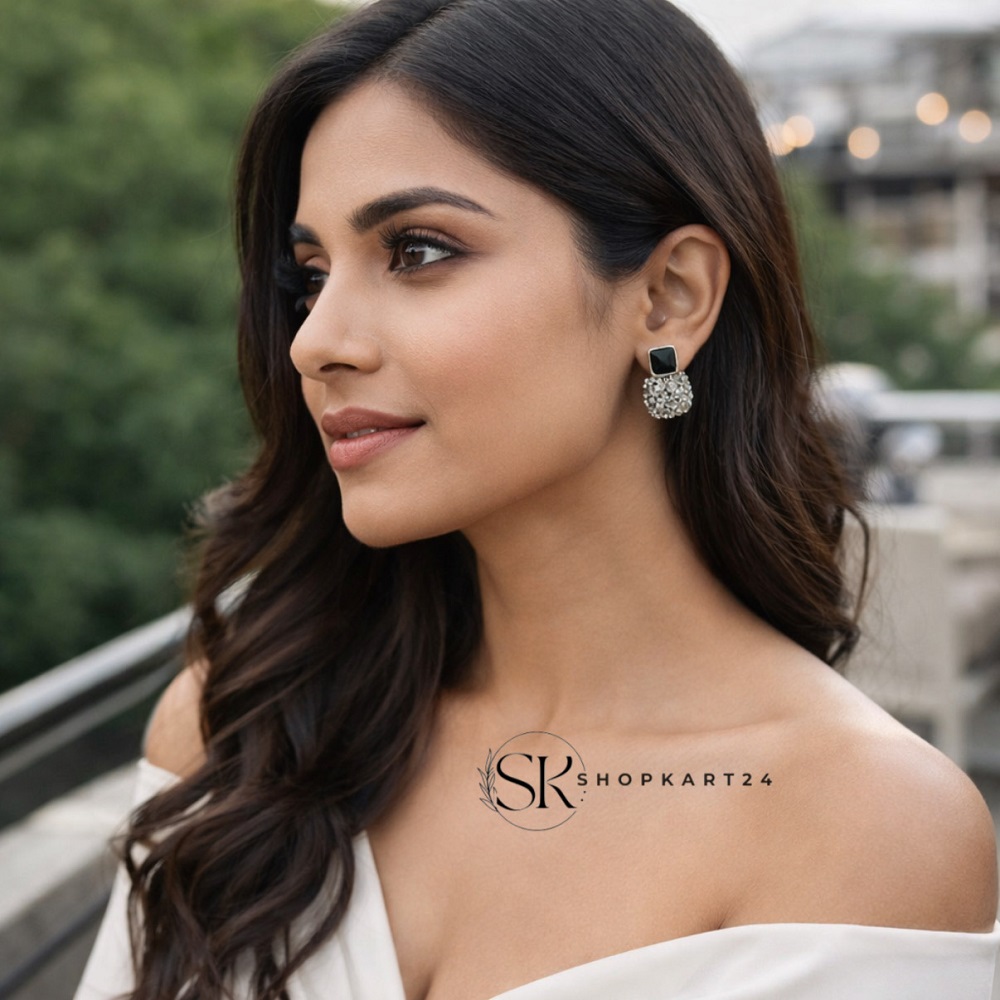 Vintage Glam Black Crystal Drop Earrings