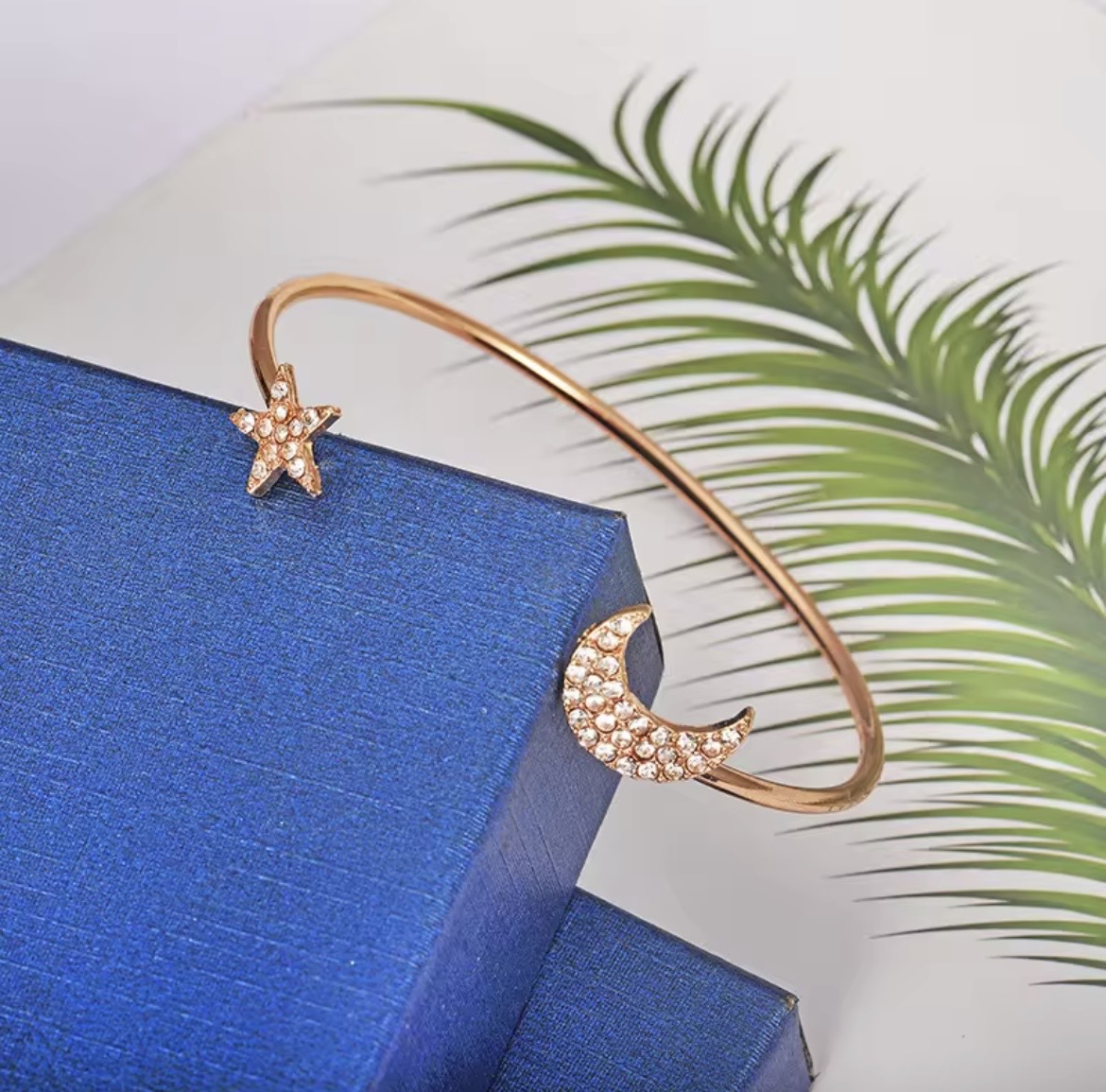 Celestial Star & Moon Alloy Bangle Set for Women (Set of 4)