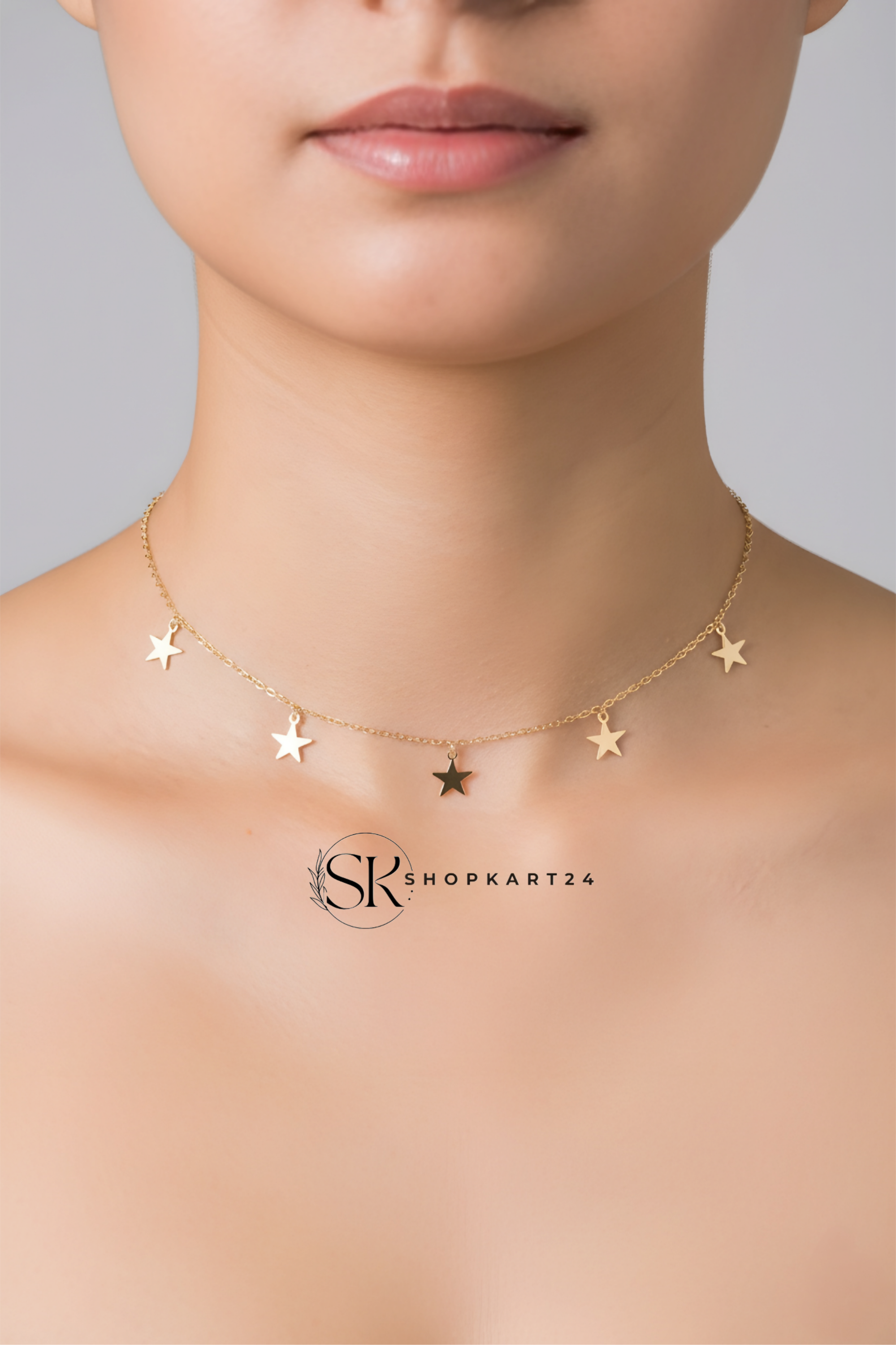 Korean Star Charm Necklace Set for Women