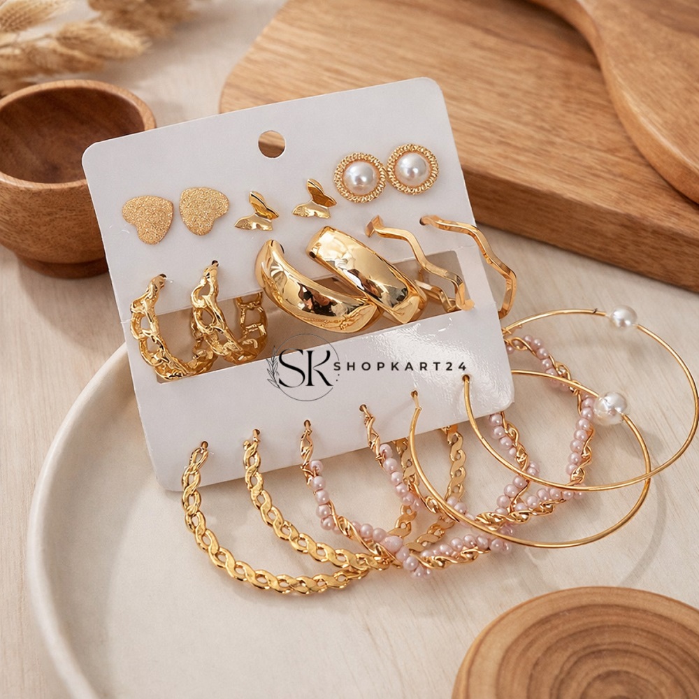 Big Size Hoop Earring Card Set ( Set of 9 Earrings)