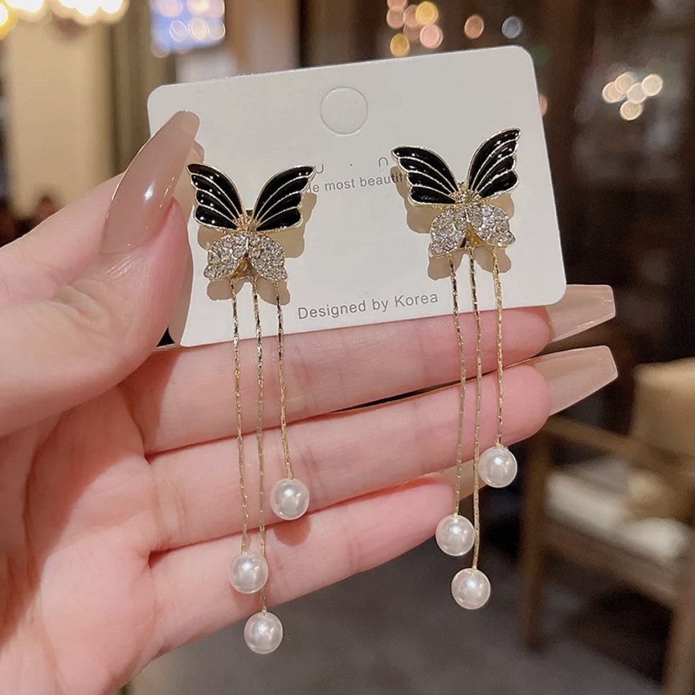 Black Butterfly Drop Earring