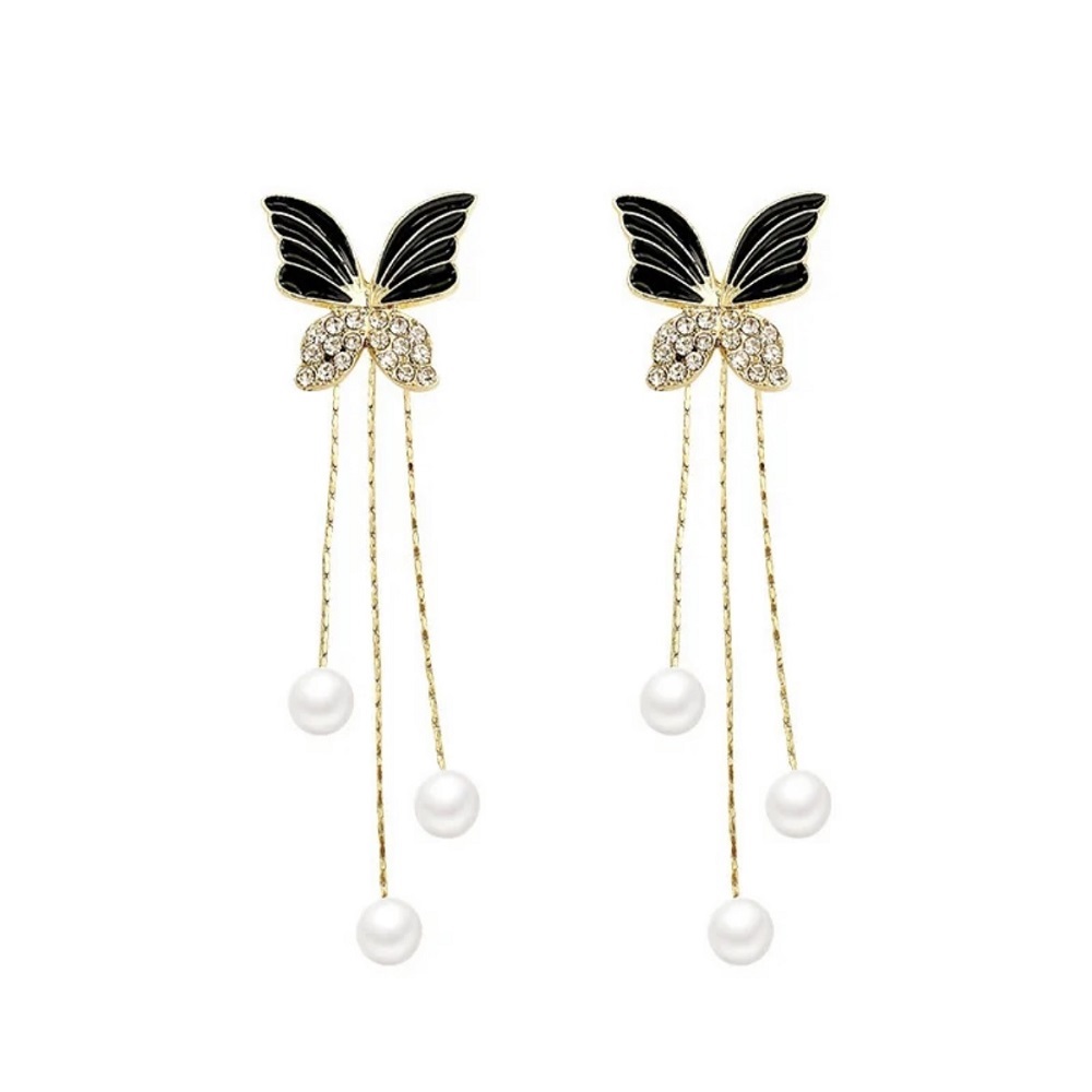 Black Butterfly Drop Earring
