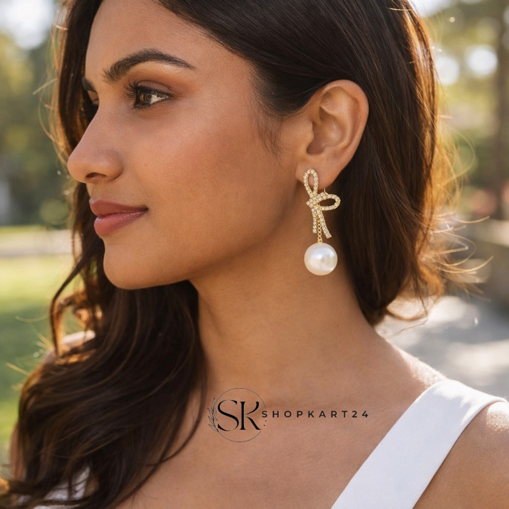 Butterfly Bow Pearl Korean Earring