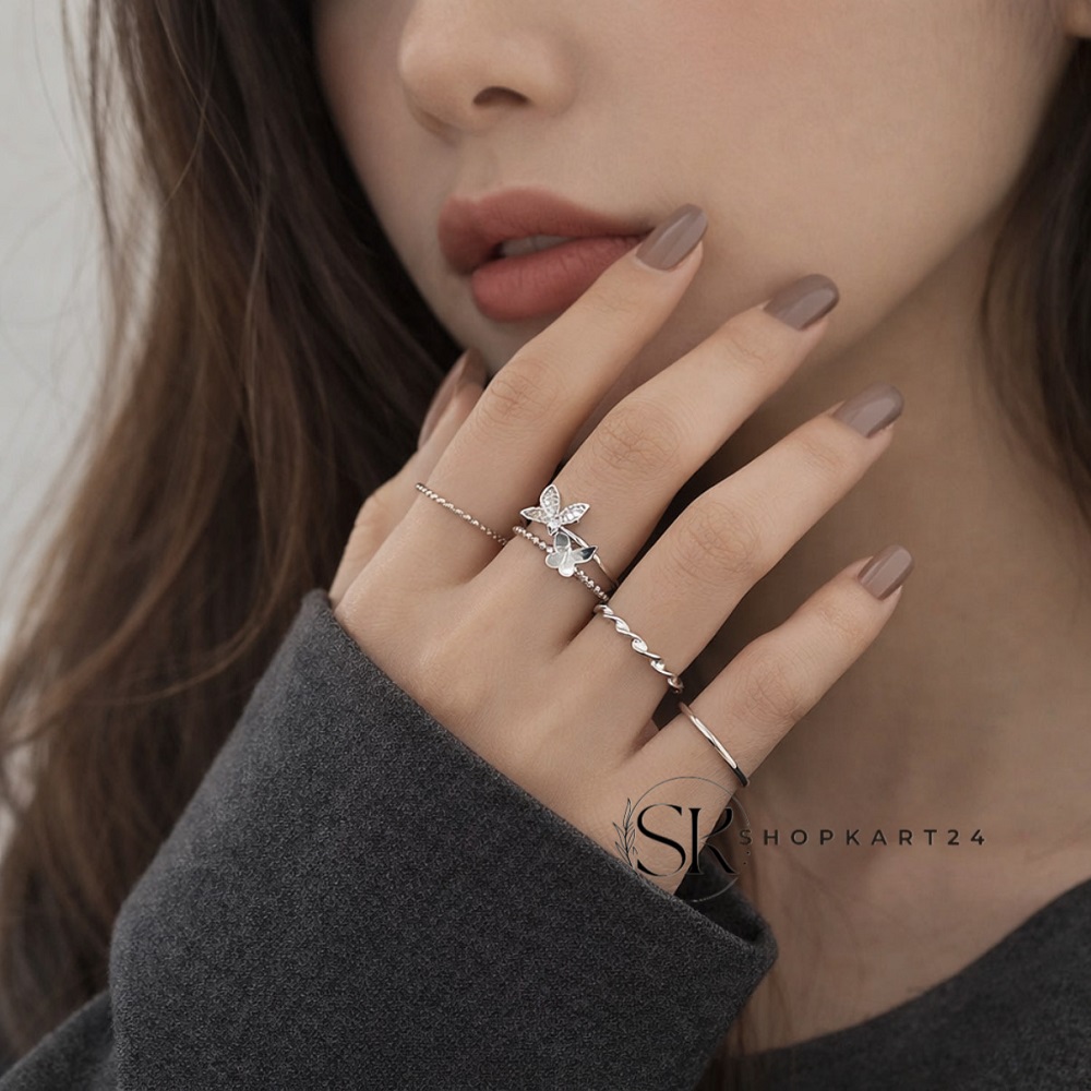Butterfly Minimal Ring Combo for Women ( Set of 4)