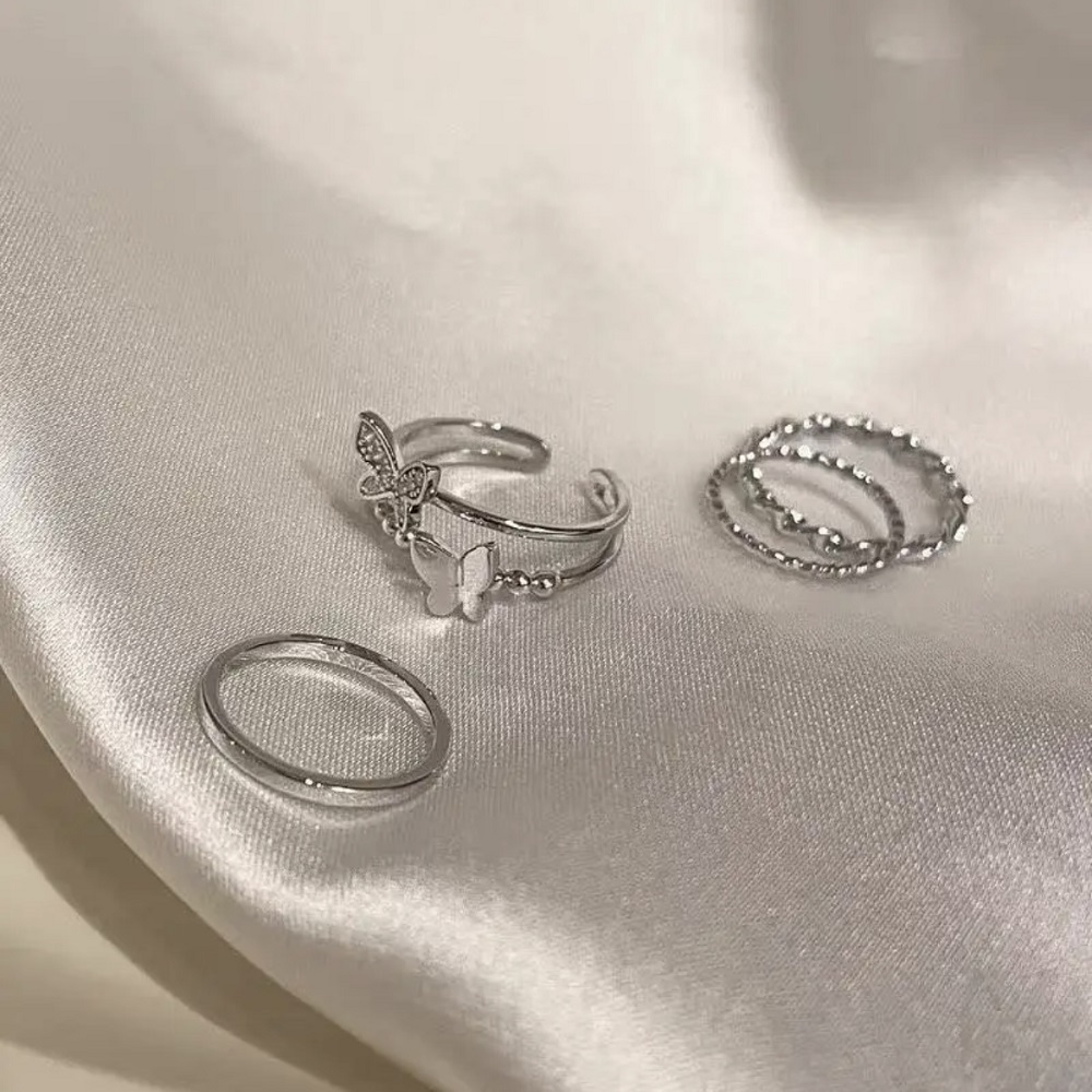 Butterfly Minimal Ring Combo for Women ( Set of 4)