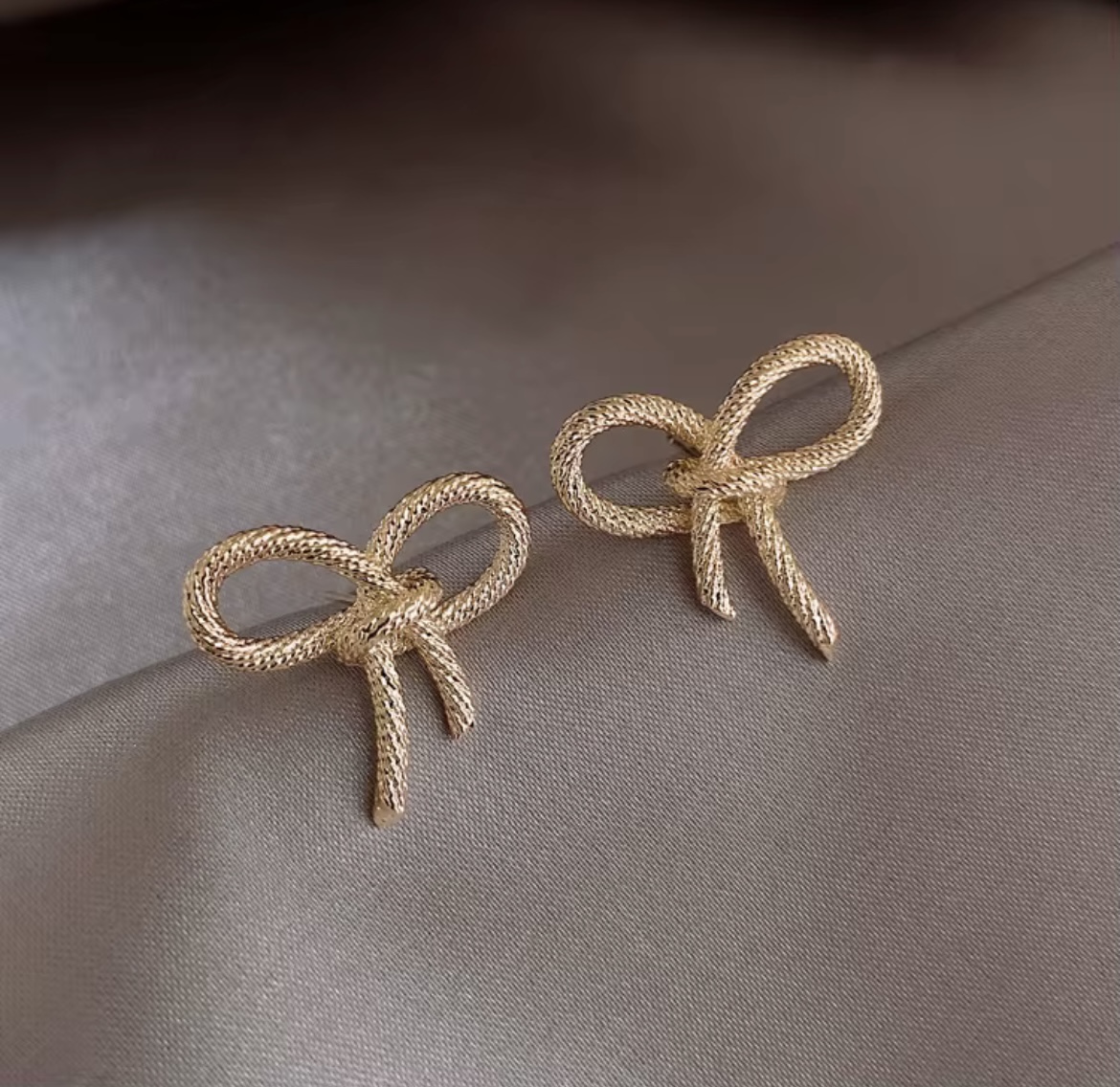 Golden Bow Korean Stud Earrings
