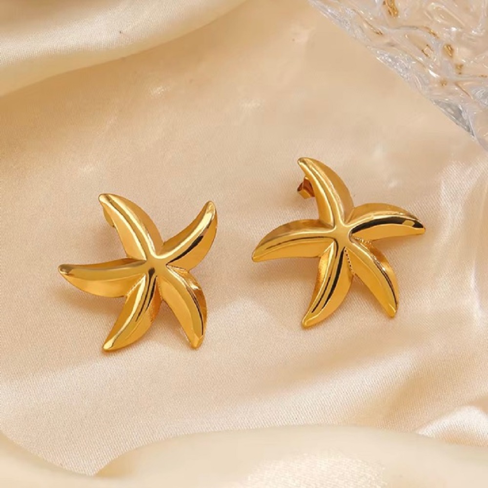 Golden Starfish Statement Earrings