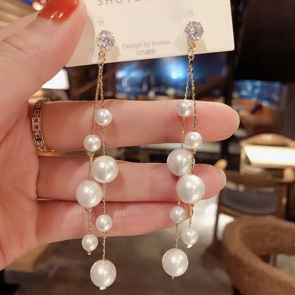 Long Pearl Drop Earring