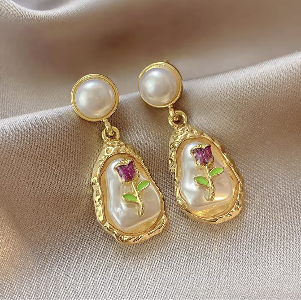 Rose Pearl Korean Earrings | Stylish Korean Earrings for Women – Shopkart24