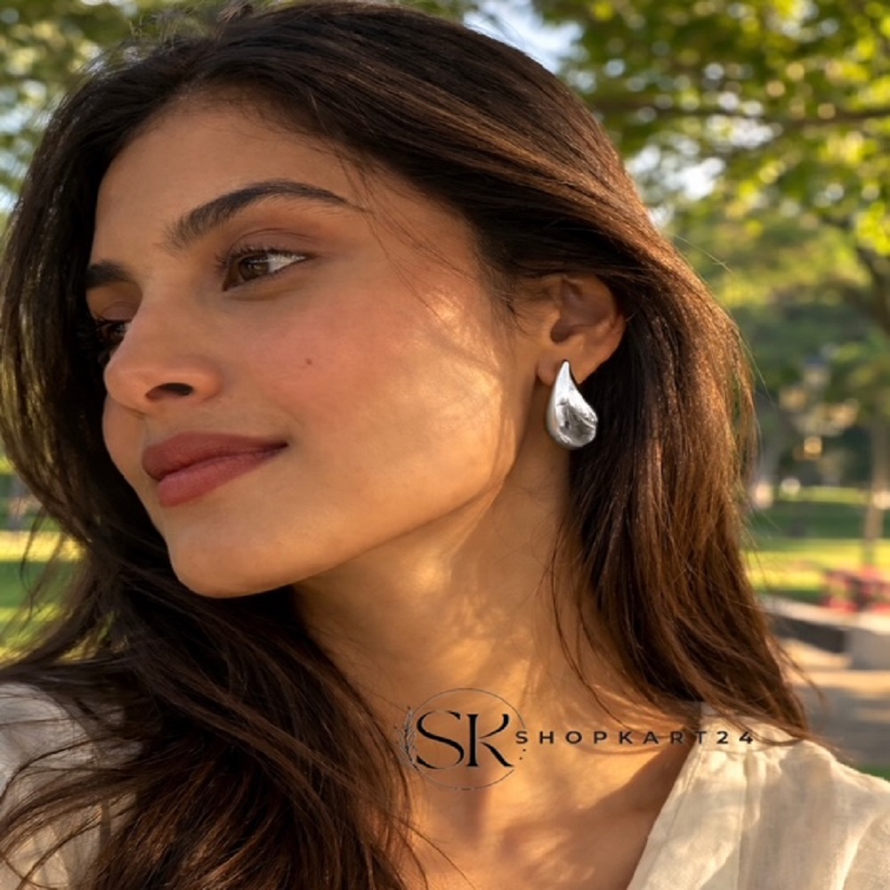 Silver Tear Drop Korean Earring